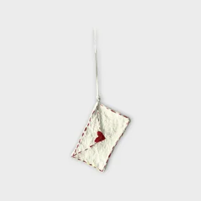 Brev med hjerte med fine h�ndlavede detaljer, H 3,5 cm