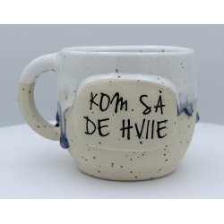 Keramik krus m/hank og citat-tekst "Kom s� de hviie"