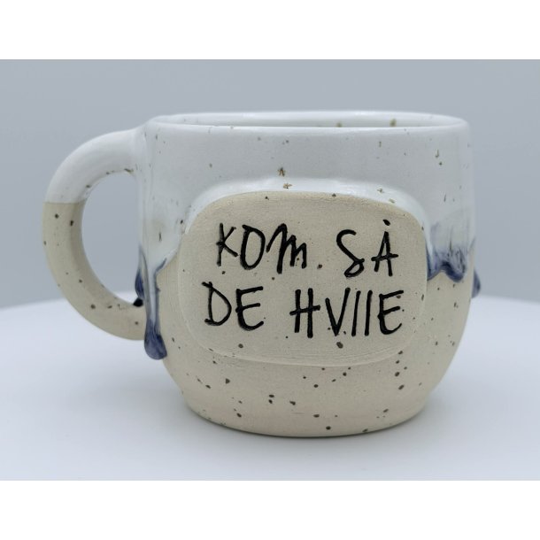 Keramik krus m/hank og citat-tekst "Kom s� de hviie"