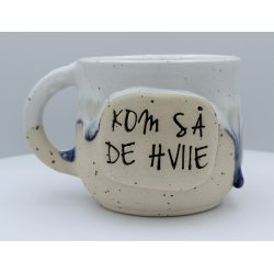 Keramik krus m/hank og citat-tekst "Kom s� de hviie"