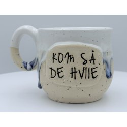 Keramik krus m/hank og citat-tekst "Kom s� de hviie"