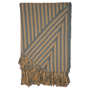 Plaid i stribet gul/mint, 130x180 cm