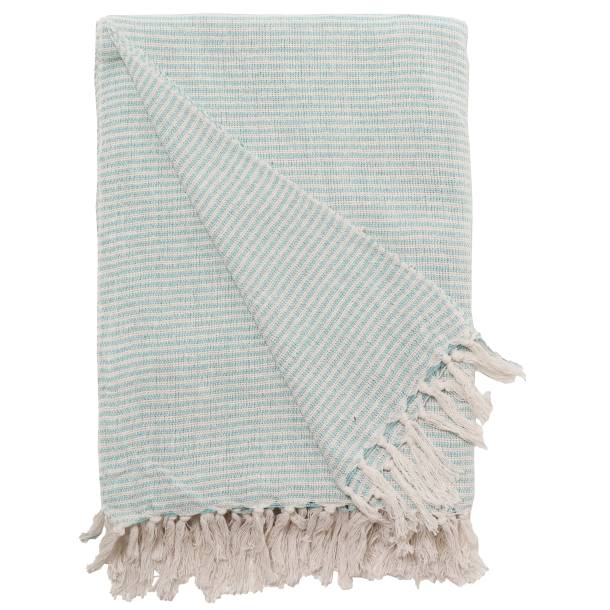 Plaid v�vet hvid/gr�n, 130x180 cm