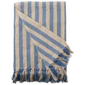 Plaid stribet-lys royal/natur, 130x180 cm