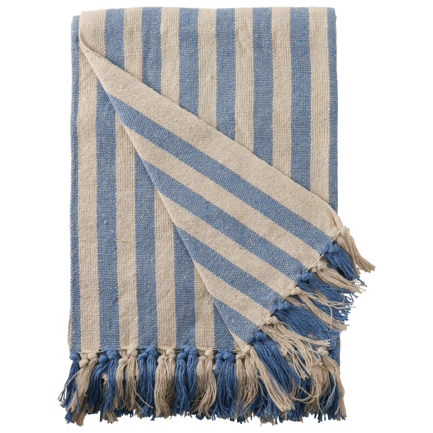 Plaid stribet-lys royal/natur, 130x180 cm