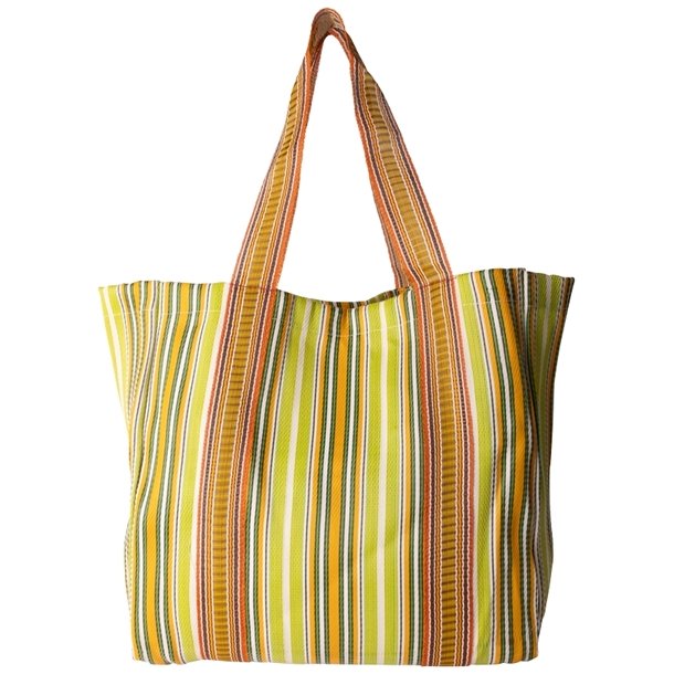 Taske i genbrugsplast grn/gul, 57x37x18 cm