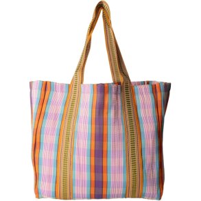 Taske i genbrugsplast lilla/bl�/orange, 57x37x18 cm