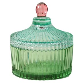 Bonbonniere m/striber, gr�n/lys mint, 12x�10 cm