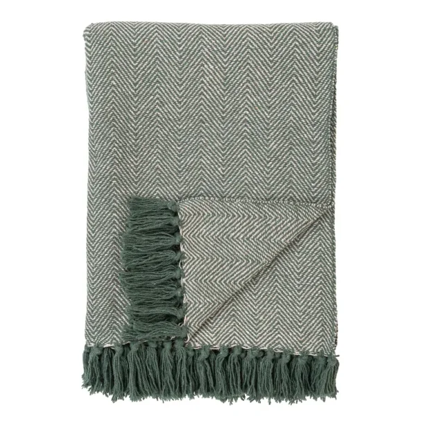 Cort plaid i farverne grn/hvid, 130x160 cm