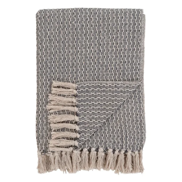 Cort plaid i mrkegr/hvid, 130x160 cm