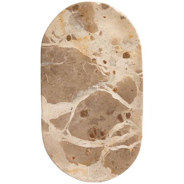 Ovalt fad i marmor, beige, 23cm x 12cm
