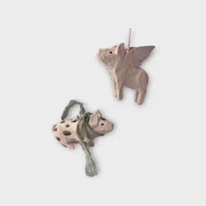 Flyvende gris eller gris med prikker med fine h�ndlavede detaljer, H 8 cm