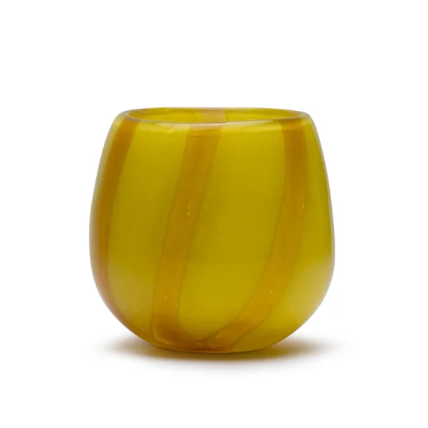 Gul glasvase str. lille, 12x12xH11 cm