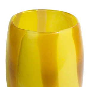 Gul glasvase str. stor, 18x18xH19 cm