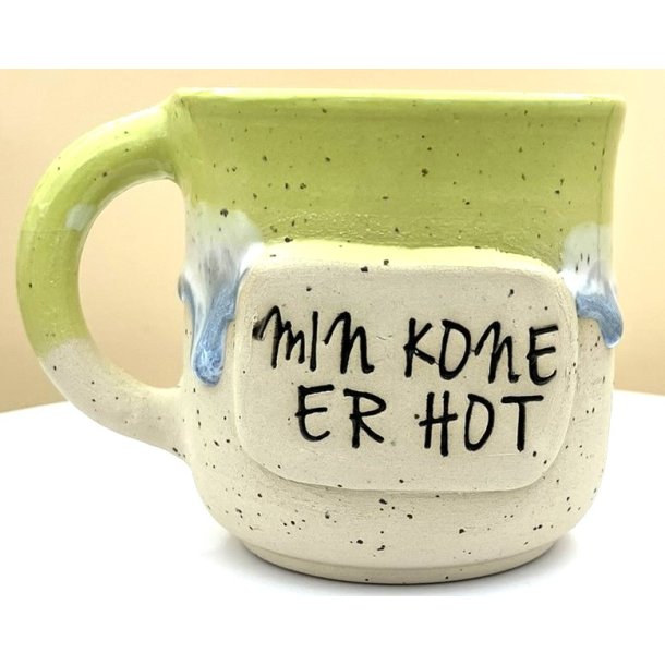 Keramik krus m/hank og citat-tekst "Min kone er hot"