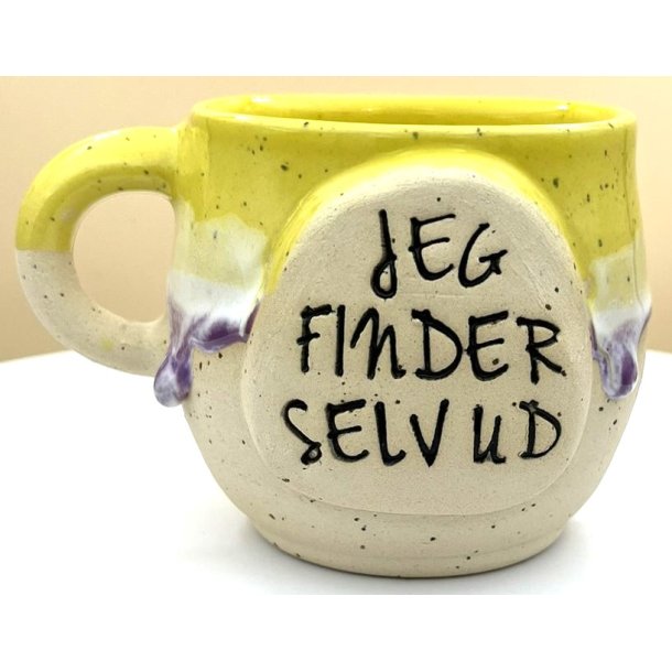 Keramik krus m/hank og citat-tekst "Jeg finder selv ud"