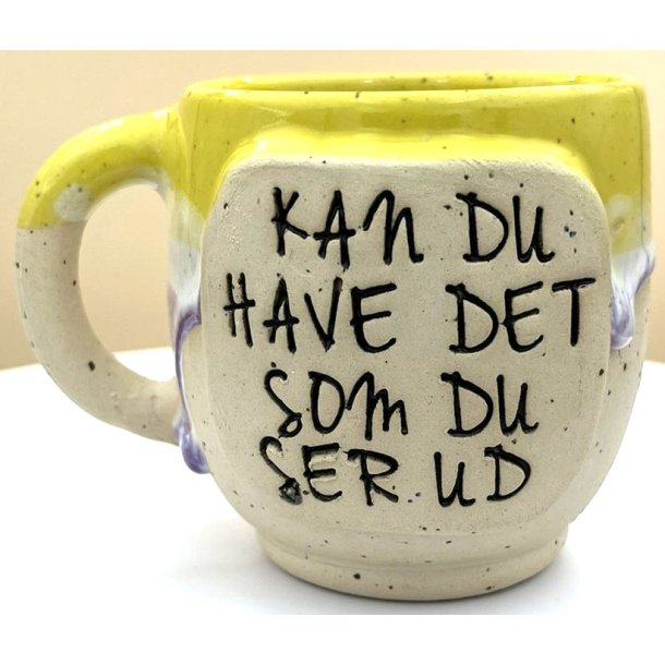 Keramik krus m/hank og citat-tekst "Kan du have det som du ser ud"