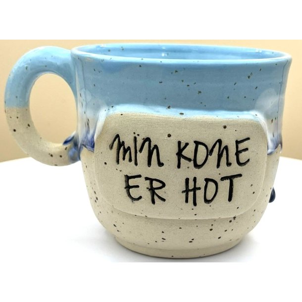 Keramik krus m/hank og citat-tekst "Min kone er hot"
