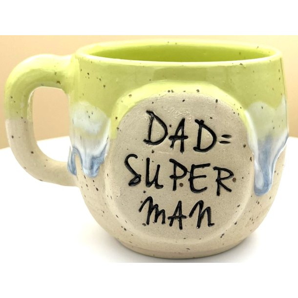 Keramik krus m/hank og citat-tekst "Dad=Superman"