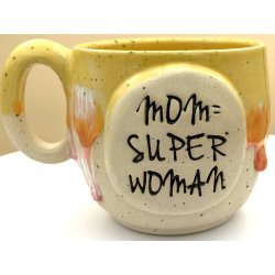 Keramik krus m/hank og citat-tekst "Mom = super woman"