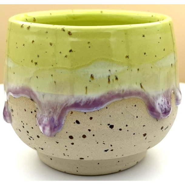 Keramik krus uden hank  gr�n m/lilla l�beglasur
