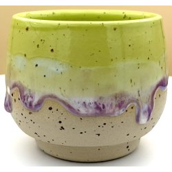Keramik krus uden hank  gr�n m/lilla l�beglasur