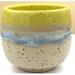 Keramik krus uden hank  gul m/lysebl� l�beglasur