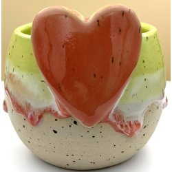 Keramik krus uden hank gr�nt med r�dt hjerte