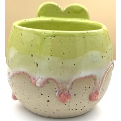 Keramik krus uden hank gr�nt med r�dt hjerte