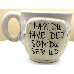 Keramik krus m/hank og citat-tekst "Kan du have det som du ser ud"