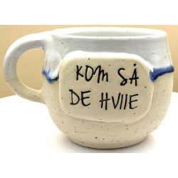 Keramik krus m/hank og citat-tekst "Kom s� de hviie"