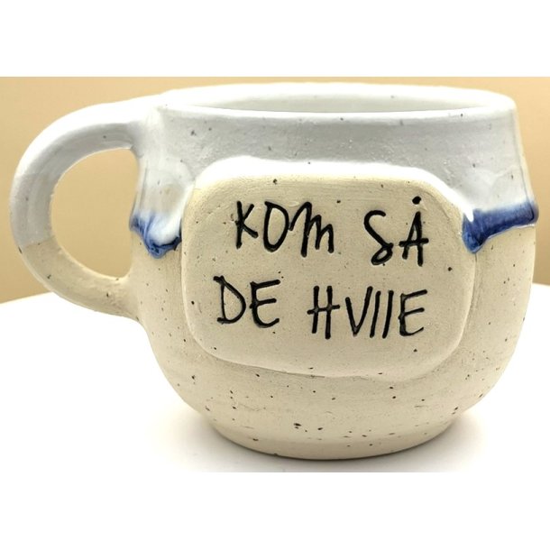 Keramik krus m/hank og citat-tekst "Kom s� de hviie"