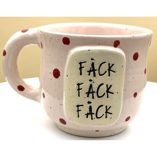 Keramik krus m/hank og citat-tekst "F�ck f�ck f�ck"