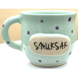 Keramik krus m/hank og citat-tekst "Smuksak" mintgr�n