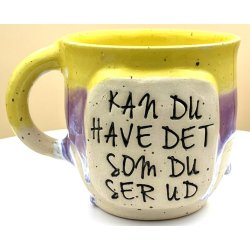Keramik krus m/hank og citat-tekst "Kan du have det som du ser ud"