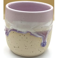 Keramik krus uden hank pink m/lilla l�beglasur