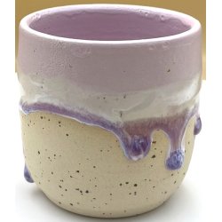 Keramik krus uden hank pink m/lilla l�beglasur