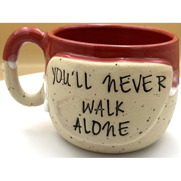 Keramik krus m/hank og citat-tekst "You�ll never walk alone"