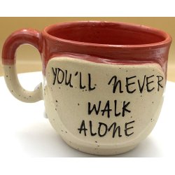 Keramik krus m/hank og citat-tekst "You�ll never walk alone"