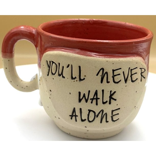 Keramik krus m/hank og citat-tekst "You�ll never walk alone"