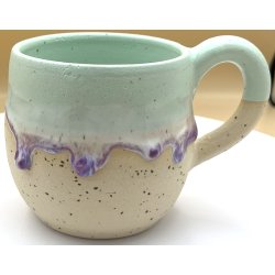 Keramik krus m/hank lime med lilla l�beglasur