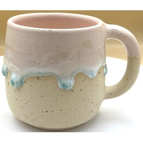 Keramik krus m/hank lyser�d med gr�n l�beglasur