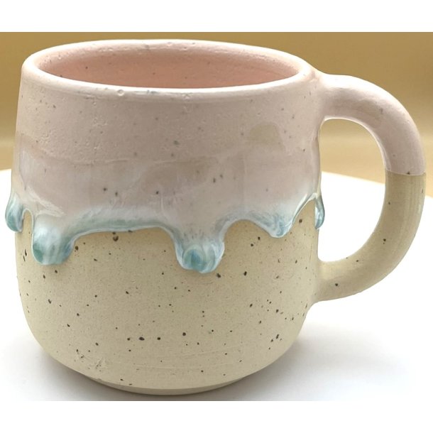 Keramik krus m/hank lyser�d med gr�n l�beglasur