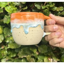 Keramik krus m/hank orange med lbeglasur