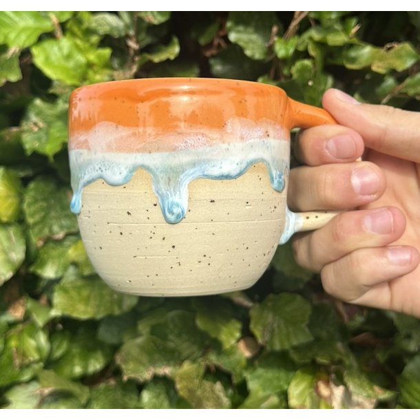 Keramik krus m/hank orange med lbeglasur