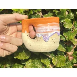 Keramik krus m/hank orange med l�beglasur