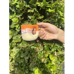 Keramik krus m/hank orange med lbeglasur