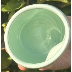 Keramik krus uden hank  mintgrn med bl prikker