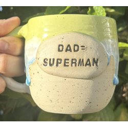 Keramik krus m/hank og citat-tekst "Dad=Superman"