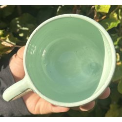 Keramik krus m/hank mintgrn med bl lbeglasur